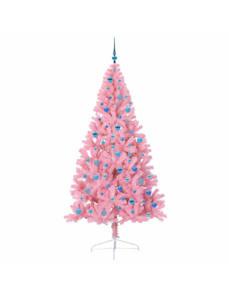 Albero di Natale artificiale con luci integrate Rosa 240 cm PVC Albero di Natale artificiale con luci integrate Rosa 240 cm PVC