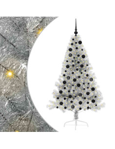 Albero di Natale artificiale con luci integrate Argento 180 cm 2