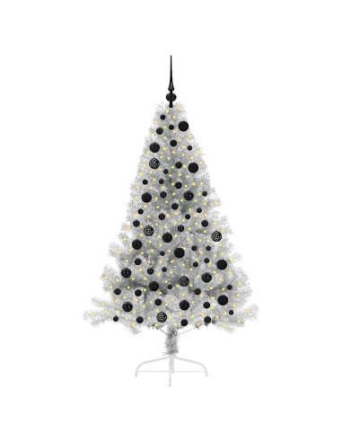 Albero di Natale artificiale con luci integrate Argento 180 cm