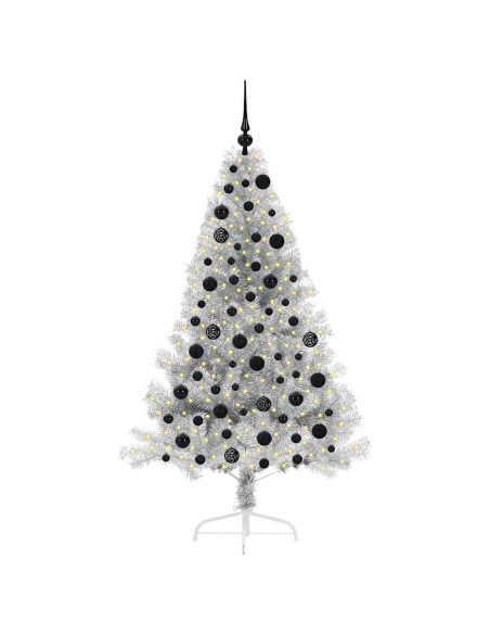 Albero di Natale artificiale con luci integrate Argento 180 cm Albero di Natale artificiale con luci integrate Argento 180 cm