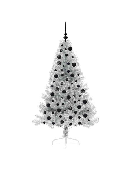 Albero di Natale artificiale con luci integrate Argento 180 cm Albero di Natale artificiale con luci integrate Argento 180 cm