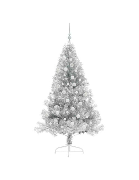 Albero di Natale artificiale con luci integrate Argento 180 cm Albero di Natale artificiale con luci integrate Argento 180 cm