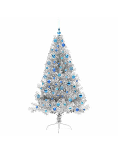 Albero di Natale artificiale con luci integrate Argento 180 cm