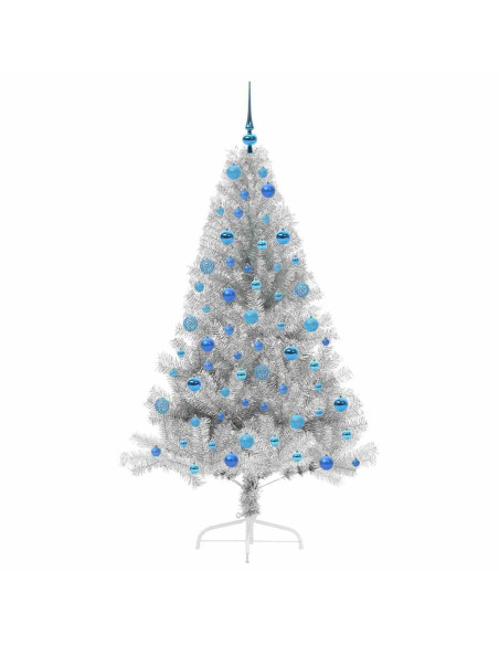 Albero di Natale artificiale con luci integrate Argento 180 cm Albero di Natale artificiale con luci integrate Argento 180 cm