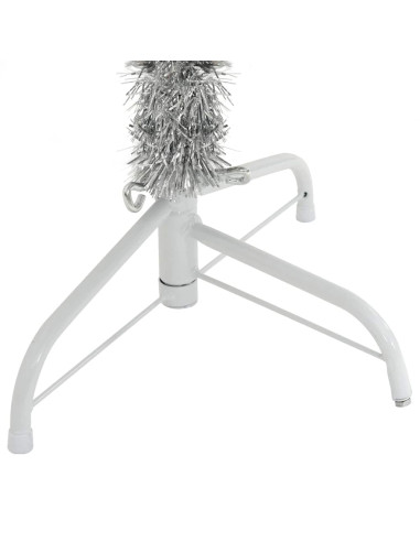 Albero di Natale artificiale con luci integrate Argento 180 cm