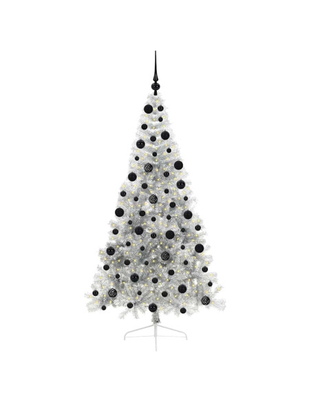 Albero di Natale artificiale con luci integrate Argento 210 cm Albero di Natale artificiale con luci integrate Argento 210 cm