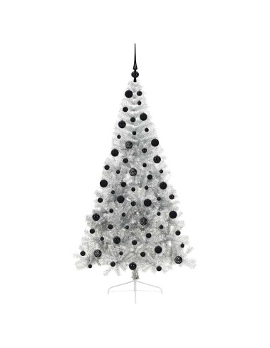 Albero di Natale artificiale con luci integrate Argento 210 cm