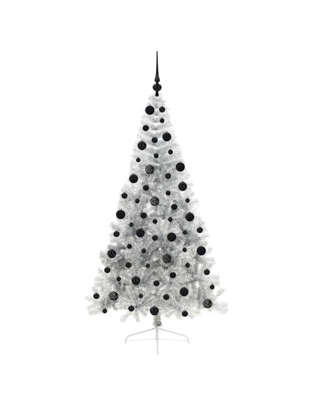 Albero di Natale artificiale con luci integrate Argento 210 cm Albero di Natale artificiale con luci integrate Argento 210 cm