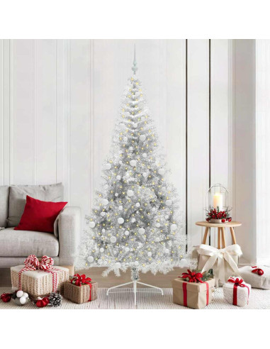 Albero di Natale artificiale con luci integrate Argento 210 cm