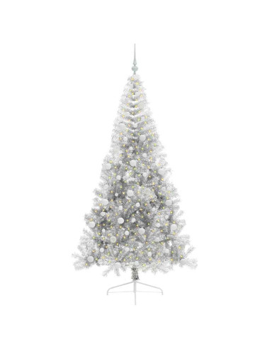 Albero di Natale artificiale con luci integrate Argento 210 cm