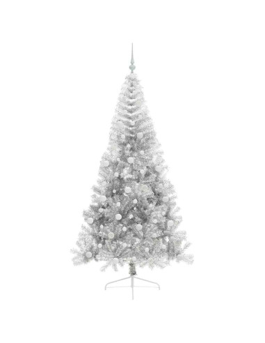 Albero di Natale artificiale con luci integrate Argento 210 cm