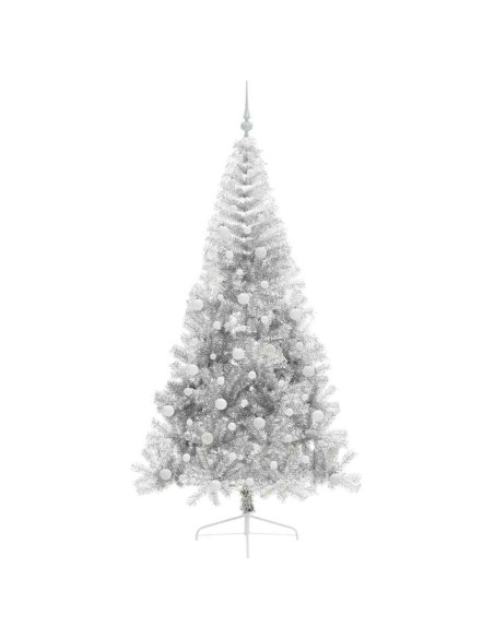Albero di Natale artificiale con luci integrate Argento 210 cm Albero di Natale artificiale con luci integrate Argento 210 cm