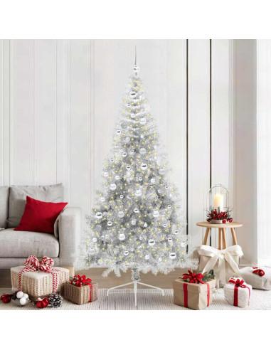 Albero di Natale artificiale preilluminato Argento 210 cm PET