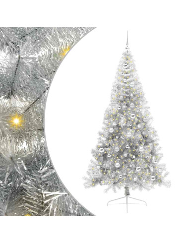 Albero di Natale artificiale preilluminato Argento 210 cm PET