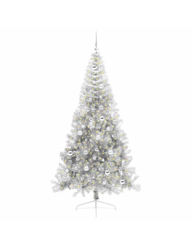 Albero di Natale artificiale preilluminato Argento 210 cm PET