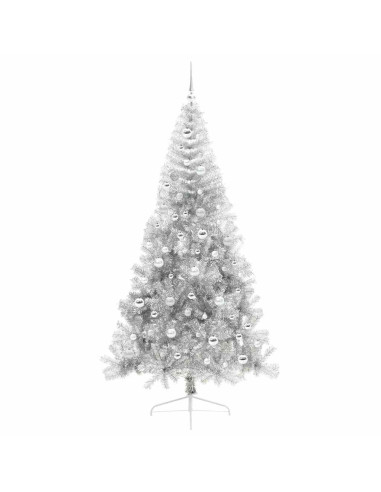 Albero di Natale artificiale preilluminato Argento 210 cm PET