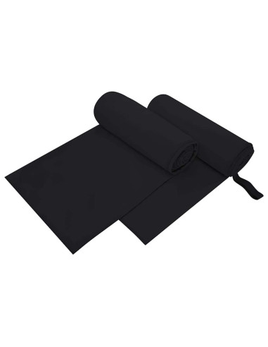 Asciugamani Sportivi 2 pcs Nero 200 x 100 cm