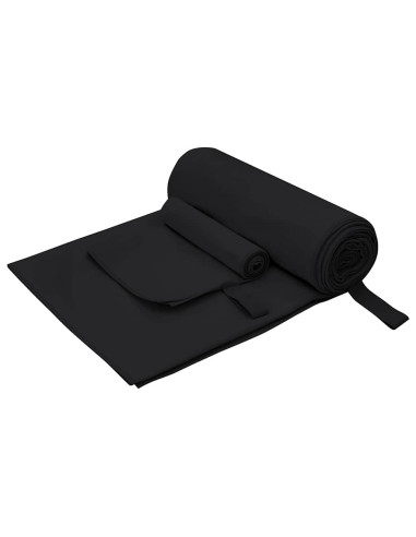 Set di Asciugamani Sportivi 2 pcs Nero Tessuto