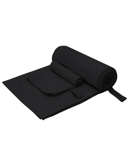 Set di Asciugamani Sportivi 2 pcs Nero Tessuto