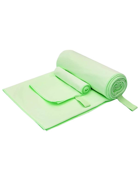 Set di Asciugamani Sportivi 2 pcs Verde Tessuto