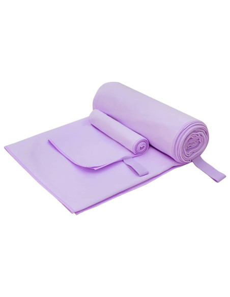 Set di Asciugamani Sportivi 2 pcs Viola Tessuto