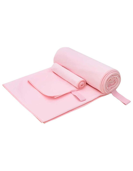 Set di Asciugamani Sportivi 2 pcs Rosa Tessuto