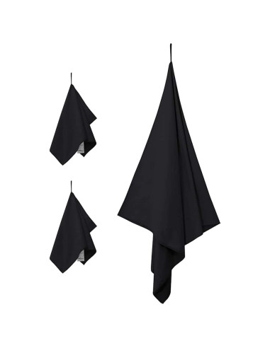 Set di Asciugamani Sportivi 3 pcs Nero Poliestere e poliammide