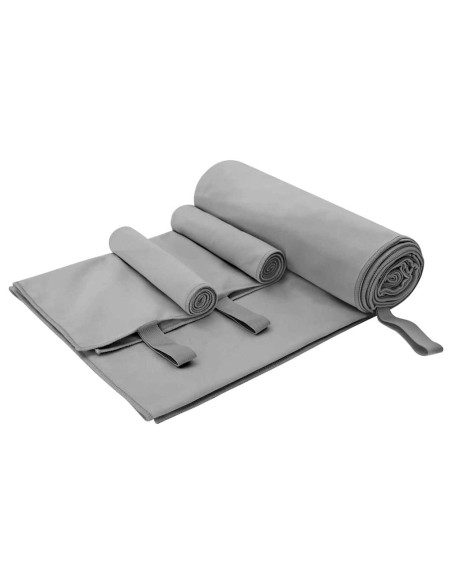 Set di Asciugamani Sportivi 3 pcs Grigio scuro