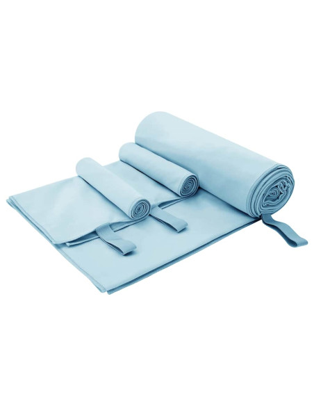Set di Asciugamani Sportivi 3 pcs Blu Poliestere e poliammide