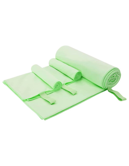 Set di Asciugamani Sportivi 3 pcs Verde Poliestere e poliammide