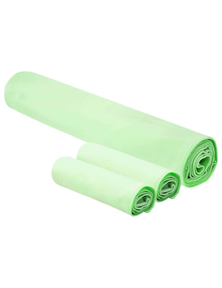 Set di Asciugamani Sportivi 3 pcs Verde Poliestere e poliammide