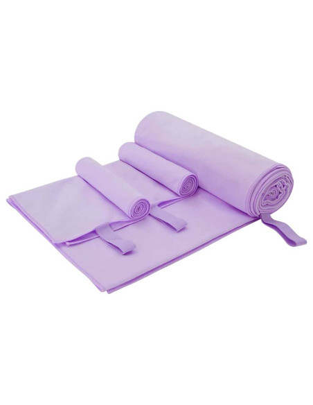Set di Asciugamani Sportivi 3 pcs Viola Poliestere e poliammide