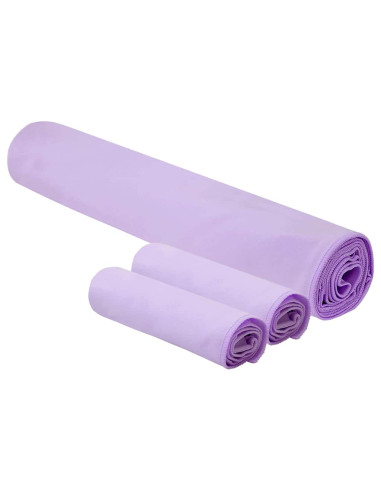 Set di Asciugamani Sportivi 3 pcs Viola Poliestere e poliammide