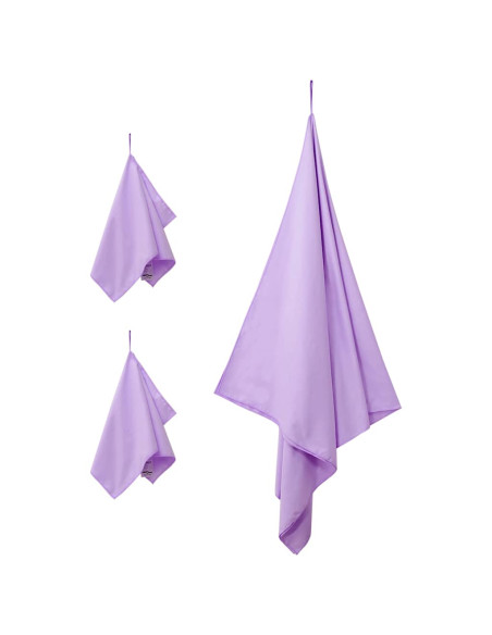 Set di Asciugamani Sportivi 3 pcs Viola Poliestere e poliammide