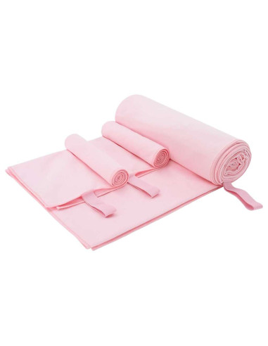 Set di Asciugamani Sportivi 3 pcs Rosa Poliestere e poliammide