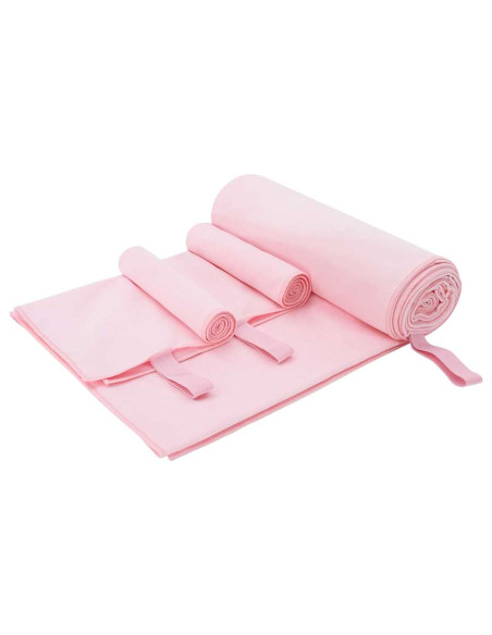 Set di Asciugamani Sportivi 3 pcs Rosa Poliestere e poliammide