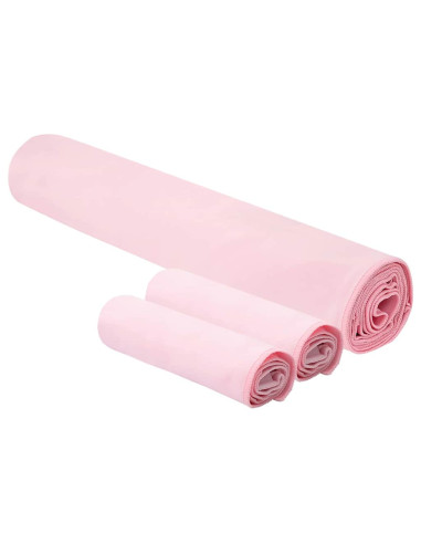 Set di Asciugamani Sportivi 3 pcs Rosa Poliestere e poliammide
