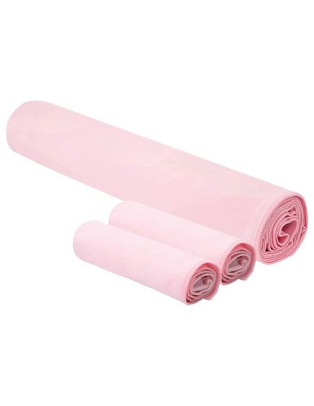 Set di Asciugamani Sportivi 3 pcs Rosa Poliestere e poliammide