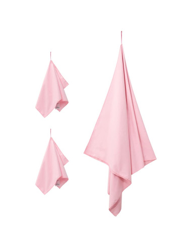 Set di Asciugamani Sportivi 3 pcs Rosa Poliestere e poliammide