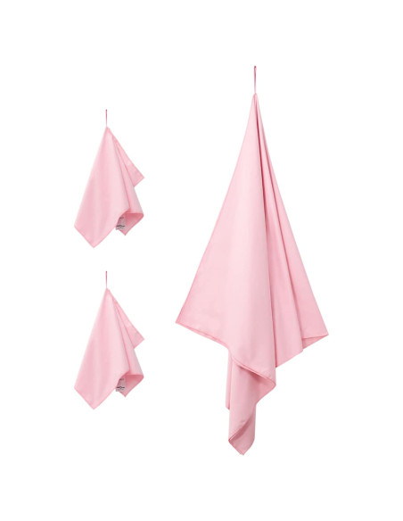 Set di Asciugamani Sportivi 3 pcs Rosa Poliestere e poliammide