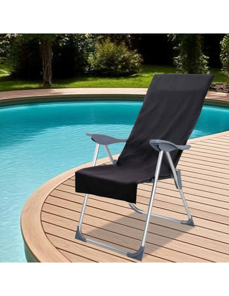 Asciugamani per Sedia Outdoor 2 pcs Nero 130 x 60 cm