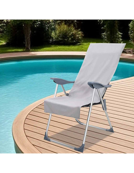 Asciugamani per Sedia Outdoor 2 pcs Grigio 130 x 60 cm