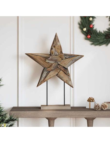 Stella di Natale Marrone 60 x 5 x 75 cm Legno di teak solido