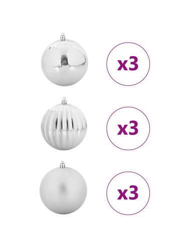 Set di Palle di Natale 9 pcs Argento