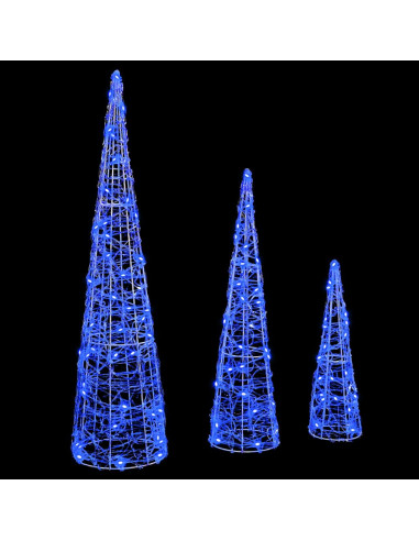 Albero di Natale con 90 LED 3 pcs Blu 20 x 20 x 80 cm Acrilico