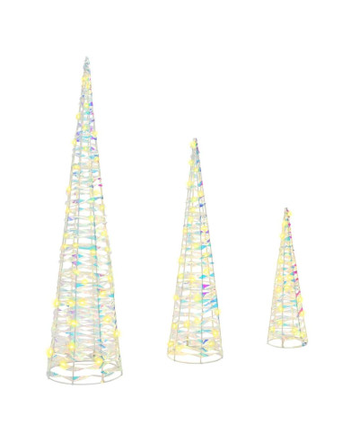 Albero di Natale 3 pcs Bianco caldo 20 x 20 x 80 cm PET