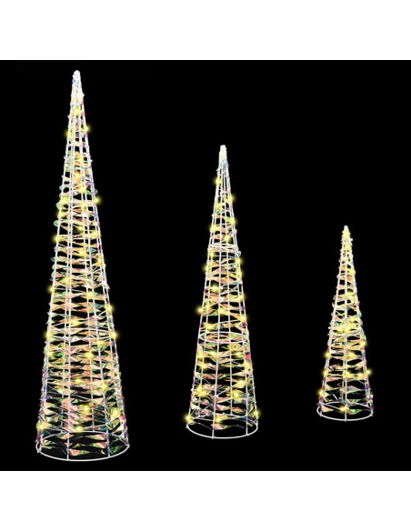 Albero di Natale 3 pcs Bianco caldo 20 x 20 x 80 cm PET