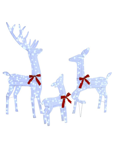 Famiglia di renne 3 pcs Bianco freddo 68 x 26 x 127 cm Tessuto