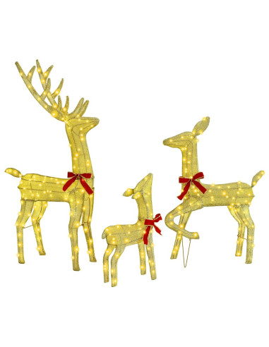 Famiglia di renne 3 pcs Bianco caldo 68 x 26 x 127 cm Tessuto