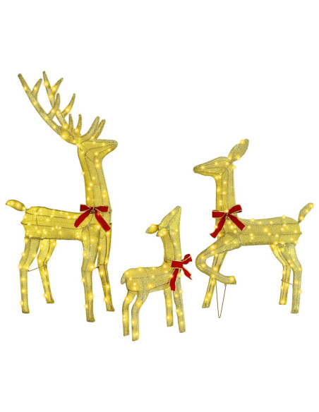 Famiglia di renne 3 pcs Bianco caldo 68 x 26 x 127 cm Tessuto